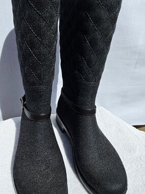 ULAN Knit Tall Winter Rain Boots - Black SZ 8 Perfect For walking in the Park
